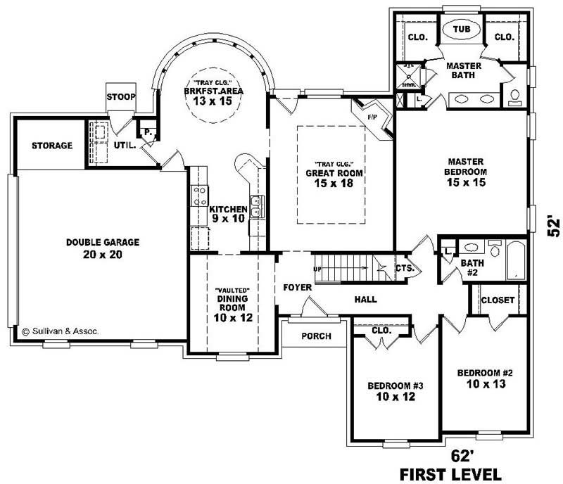 Floor Plan First Story of French Plan #170-2200