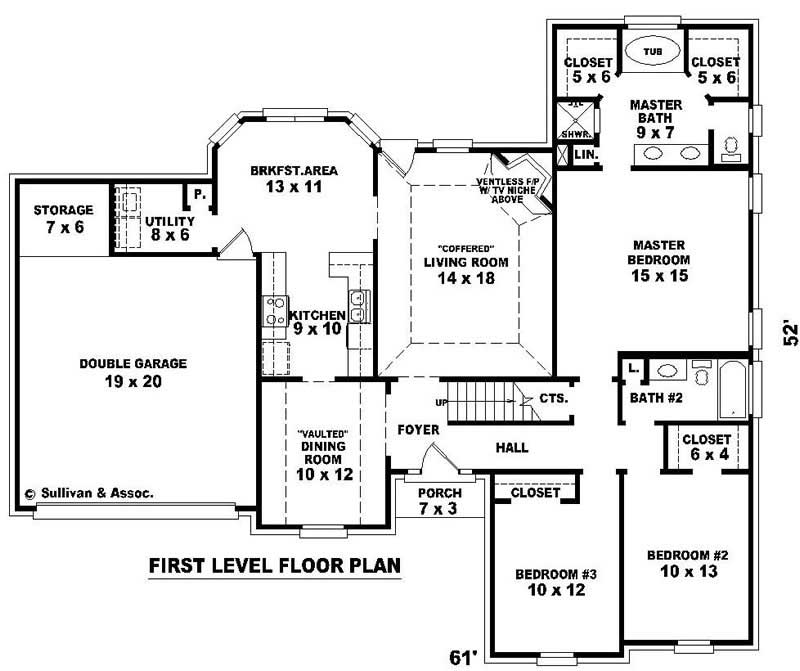 Floor Plan First Story of French Plan #170-2201