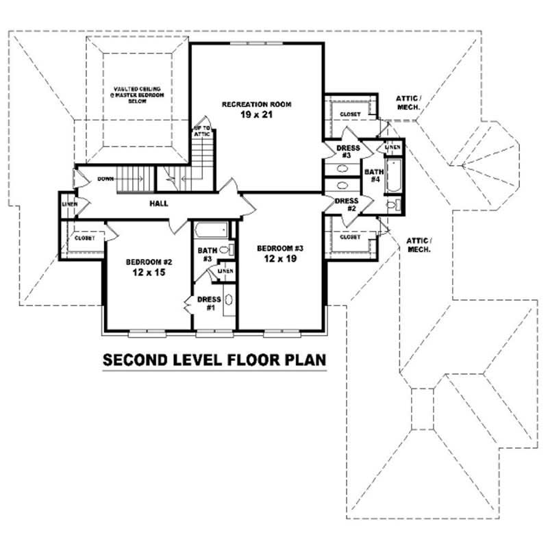 Floor Plan Second Story of French Plan #170-2206