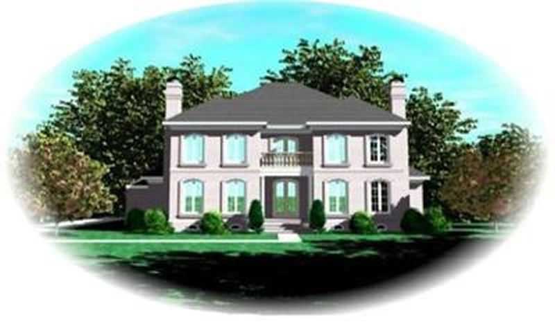 Front view of Colonial home (ThePlanCollection: House Plan #170-2215)