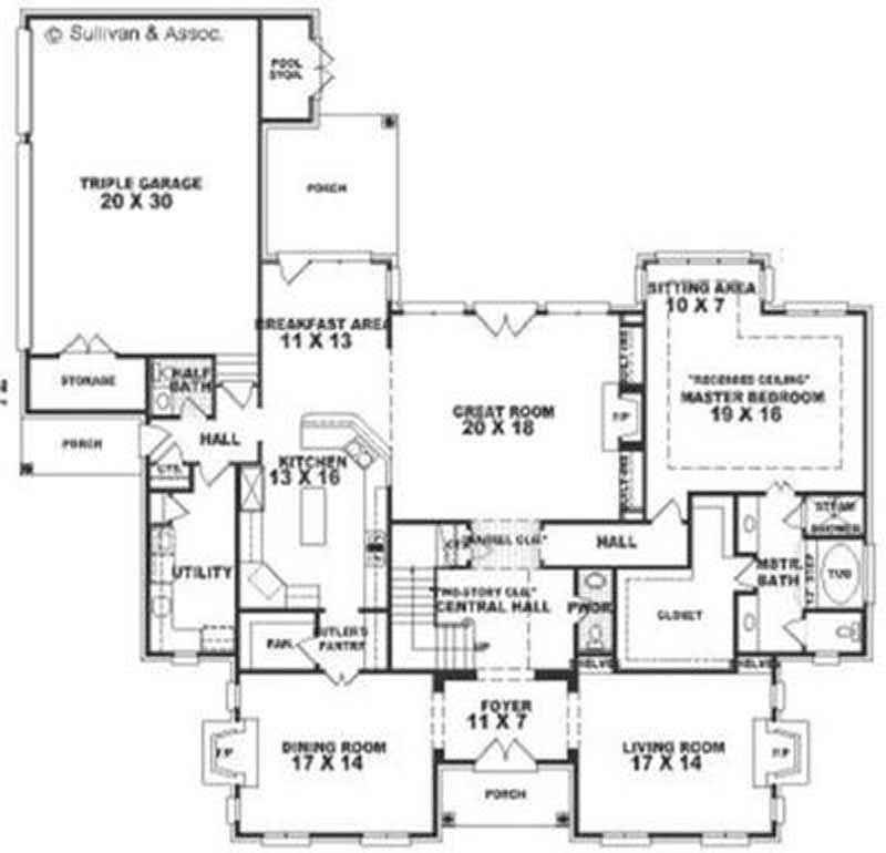 Floor Plan First Story of Colonial Plan #170-2215