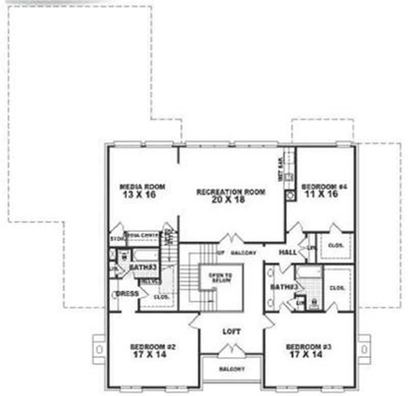 Floor Plan Second Story of Colonial Plan #170-2215