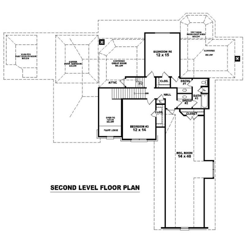 Floor Plan Second Story of French Plan #170-2223