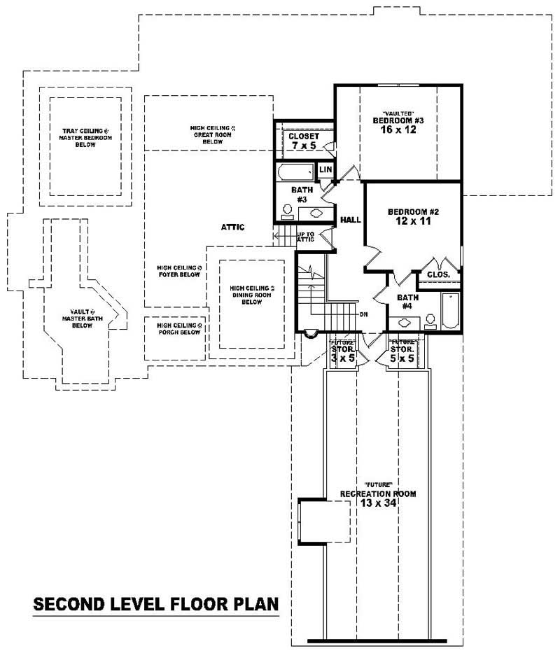Floor Plan Second Story of French Plan #170-2224