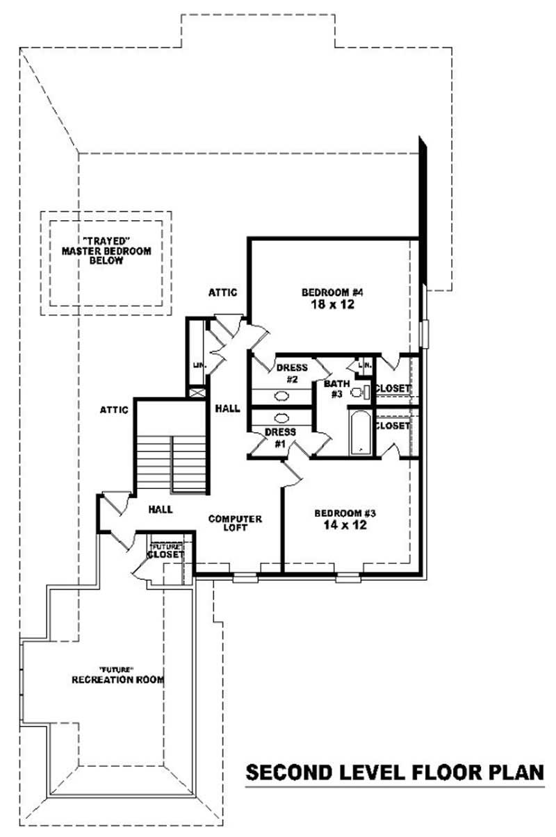 Floor Plan Second Story of French Plan #170-2225