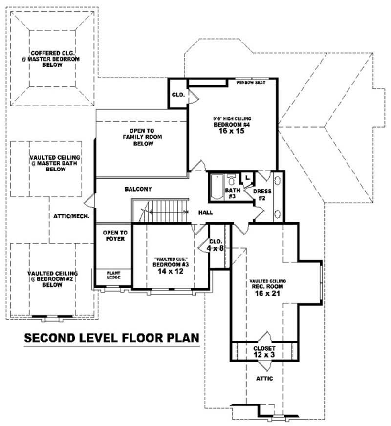 Floor Plan Second Story of French Plan #170-2233