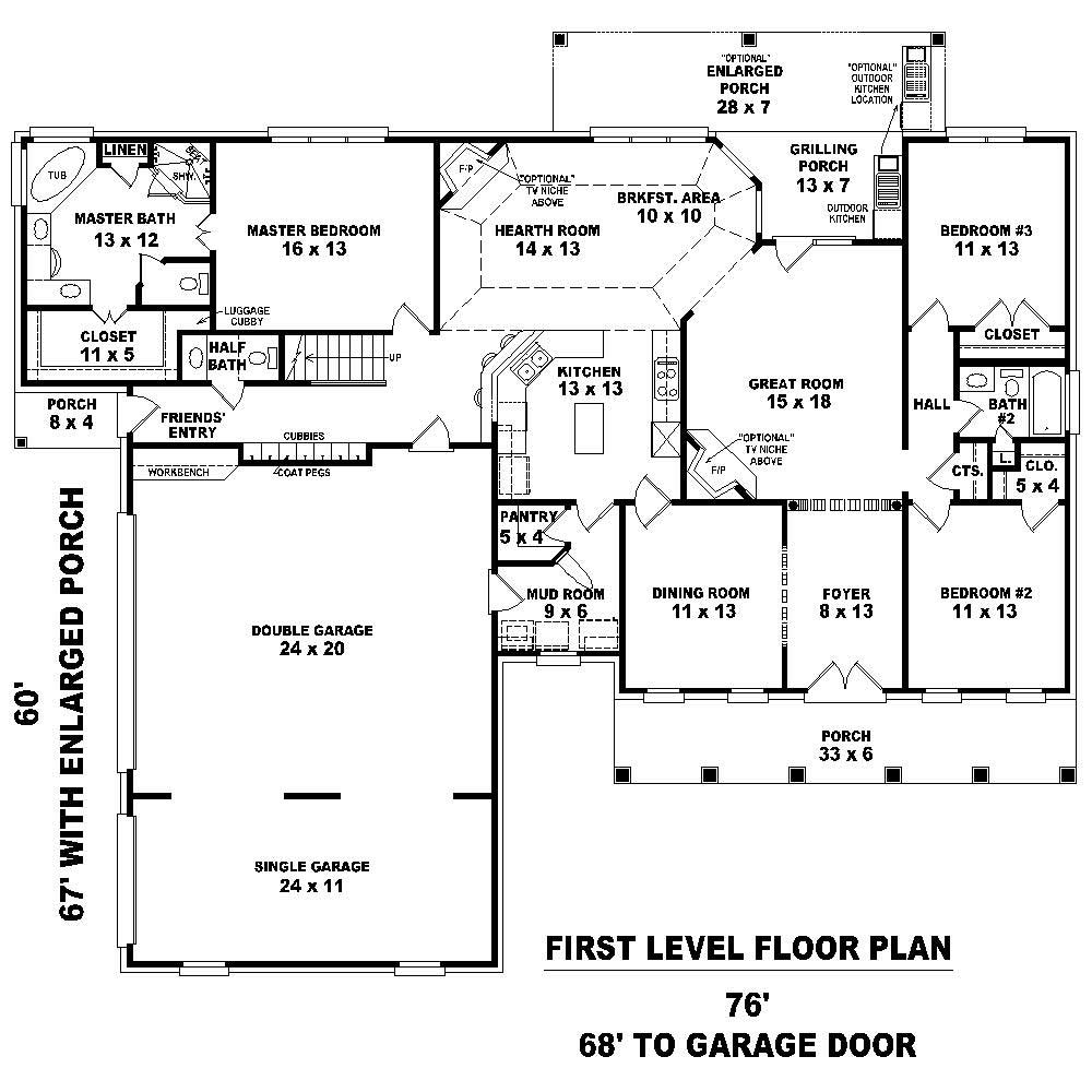 Floor Plan First Story of Cape Cod Plan #170-2235