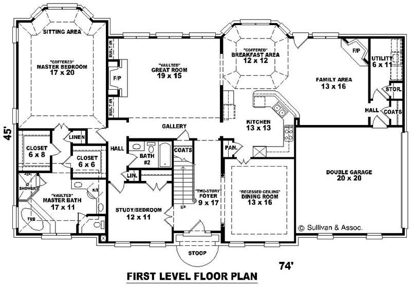 Floor Plan First Story of French Plan #170-2237