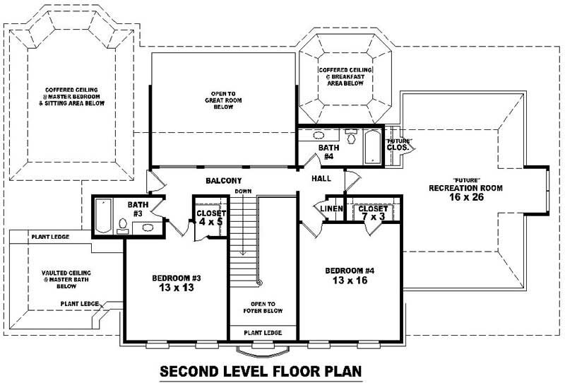 Floor Plan Second Story of French Plan #170-2237