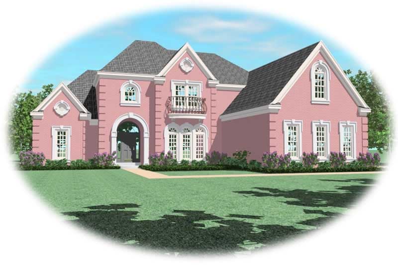 Front view of French home (ThePlanCollection: House Plan #170-2245)