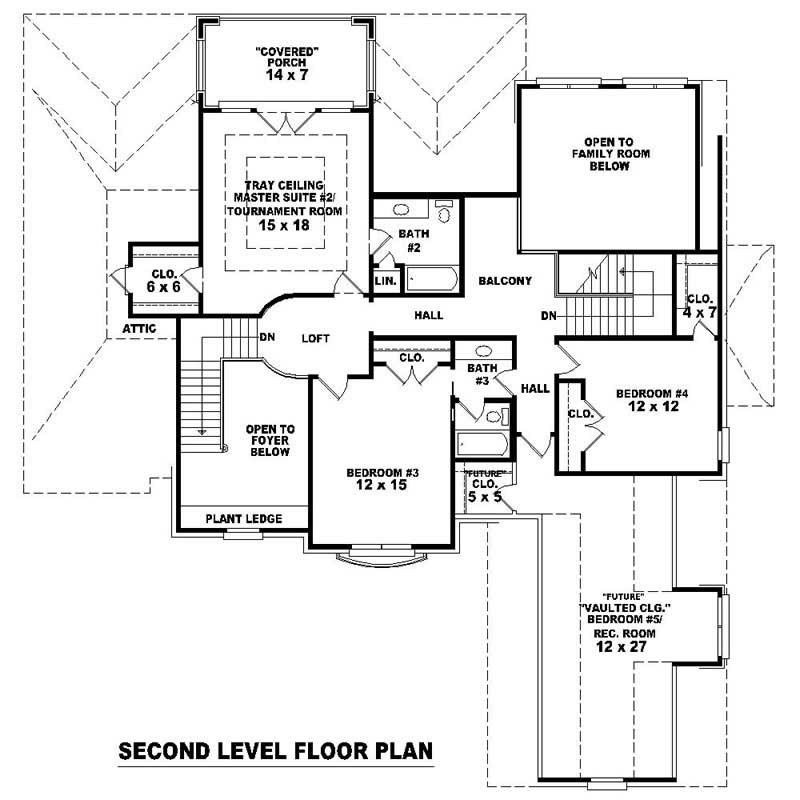 Floor Plan Second Story of French Plan #170-2245