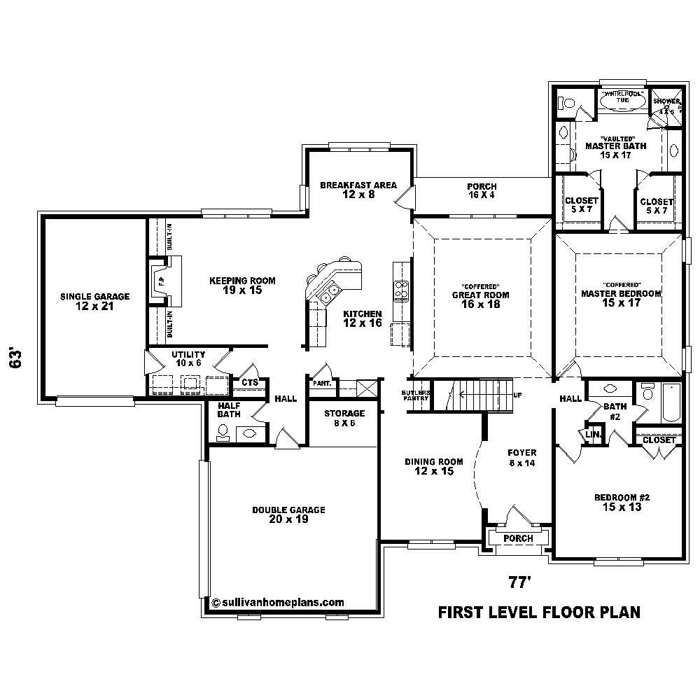 Floor Plan First Story of French Plan #170-2258