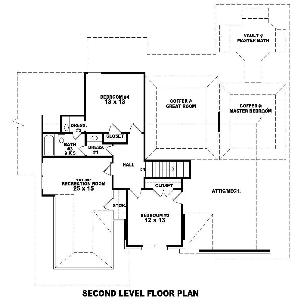 Floor Plan Second Story of French Plan #170-2258
