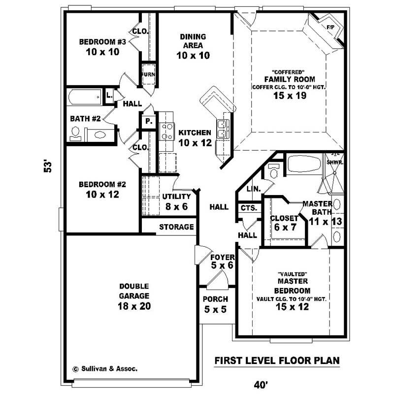 Floor Plan First Story of French Plan #170-2261