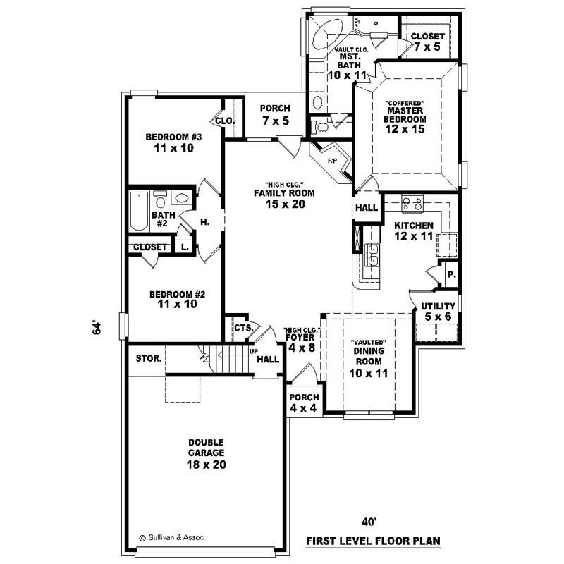 Floor Plan First Story of French Plan #170-2271