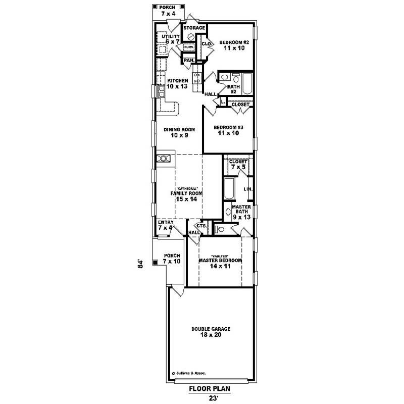 Floor Plan First Story of Small House Plans #170-2276