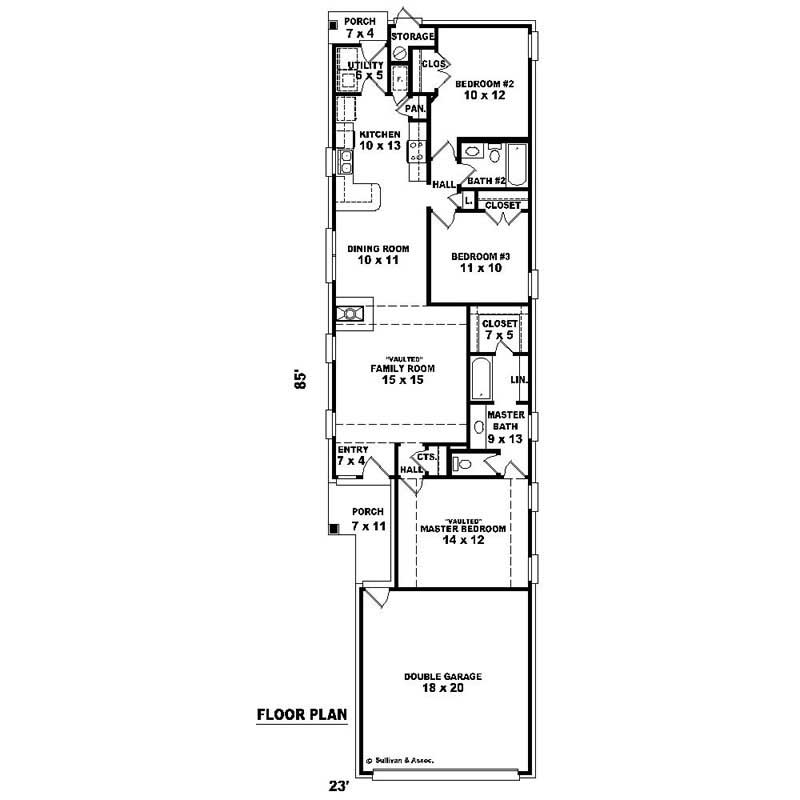 Floor Plan First Story of Small House Plans #170-2280