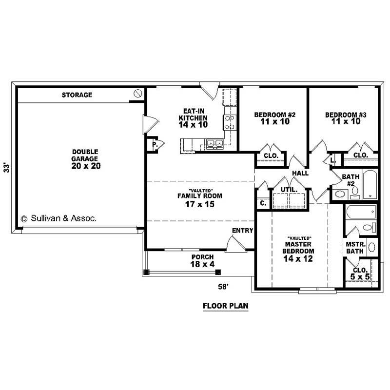 Floor Plan First Story of Small House Plans #170-2285