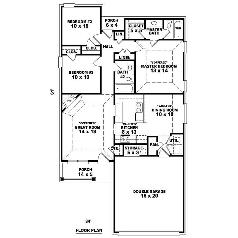 Floor Plan First Story of French Plan #170-2295