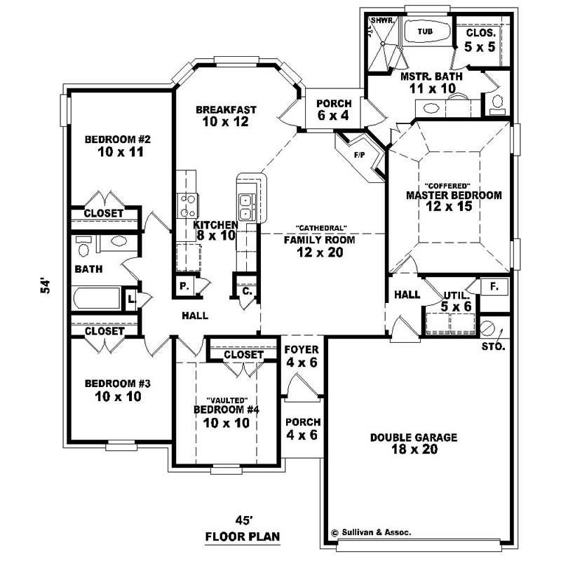 Floor Plan First Story of Small House Plans #170-2296