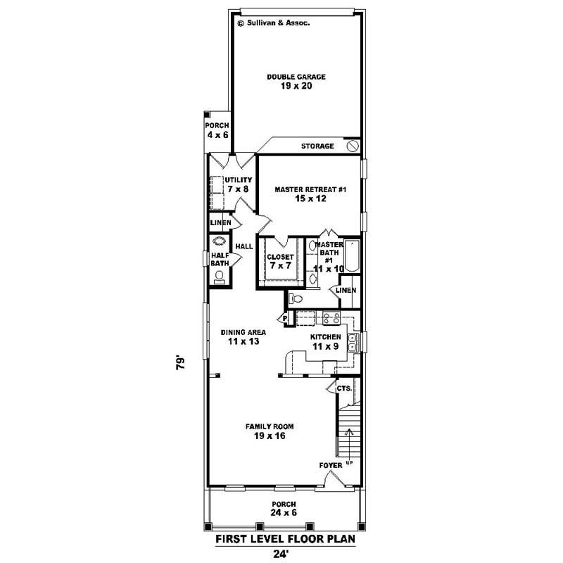 Floor Plan First Story of Traditional Plan #170-2303