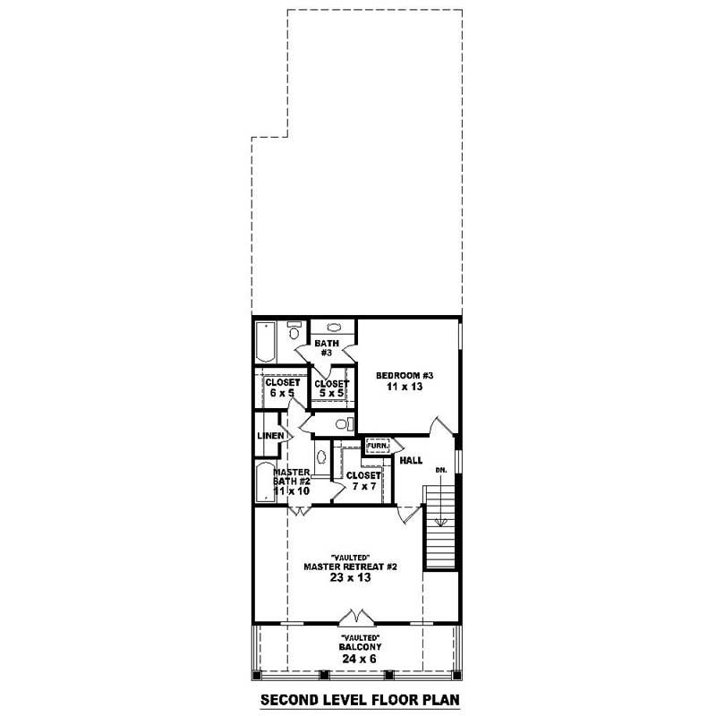 Floor Plan Second Story of Traditional Plan #170-2303