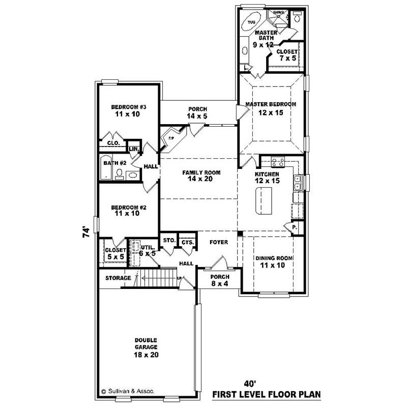 Floor Plan First Story of French Plan #170-2321