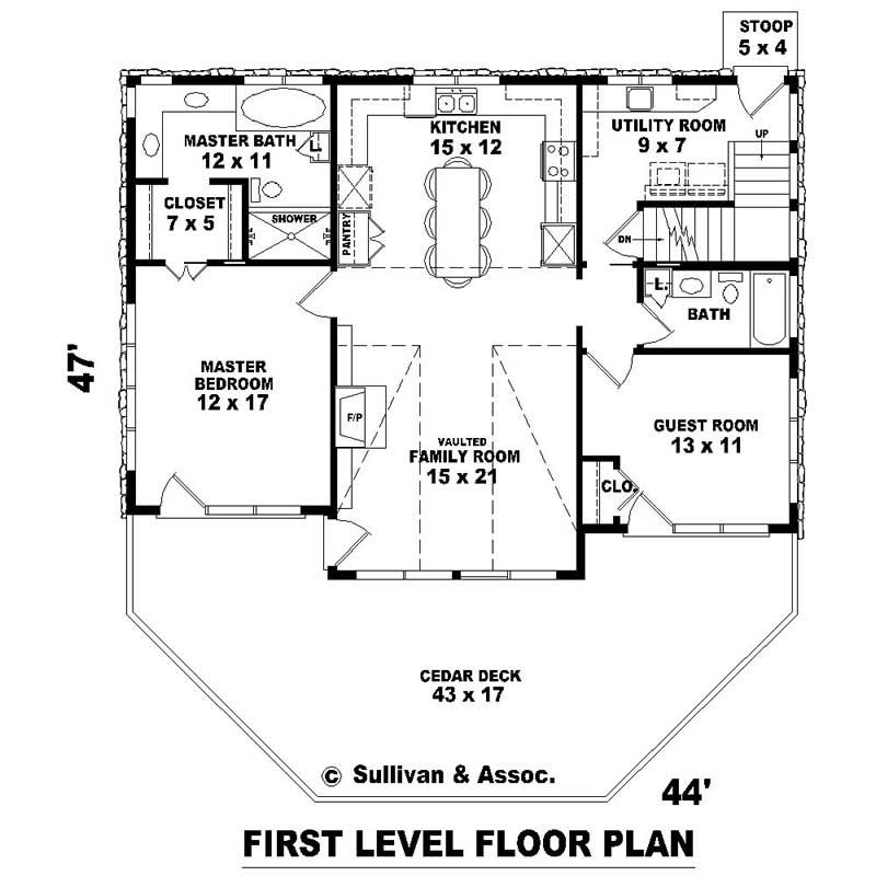 Floor Plan First Story of Country Plan #170-2322