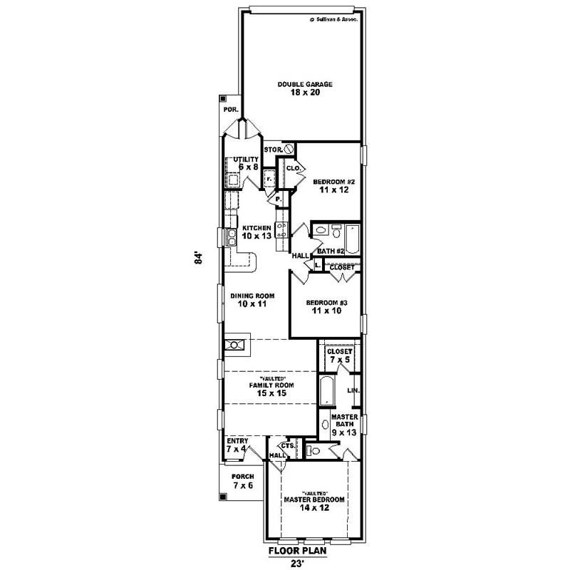 Floor Plan First Story of French Plan #170-2323