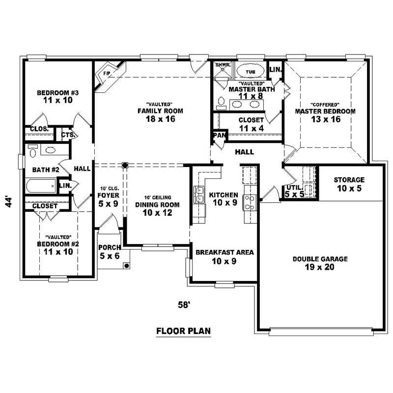 Floor Plan First Story of French Plan #170-2331