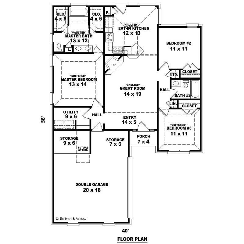 Floor Plan First Story of French Plan #170-2333