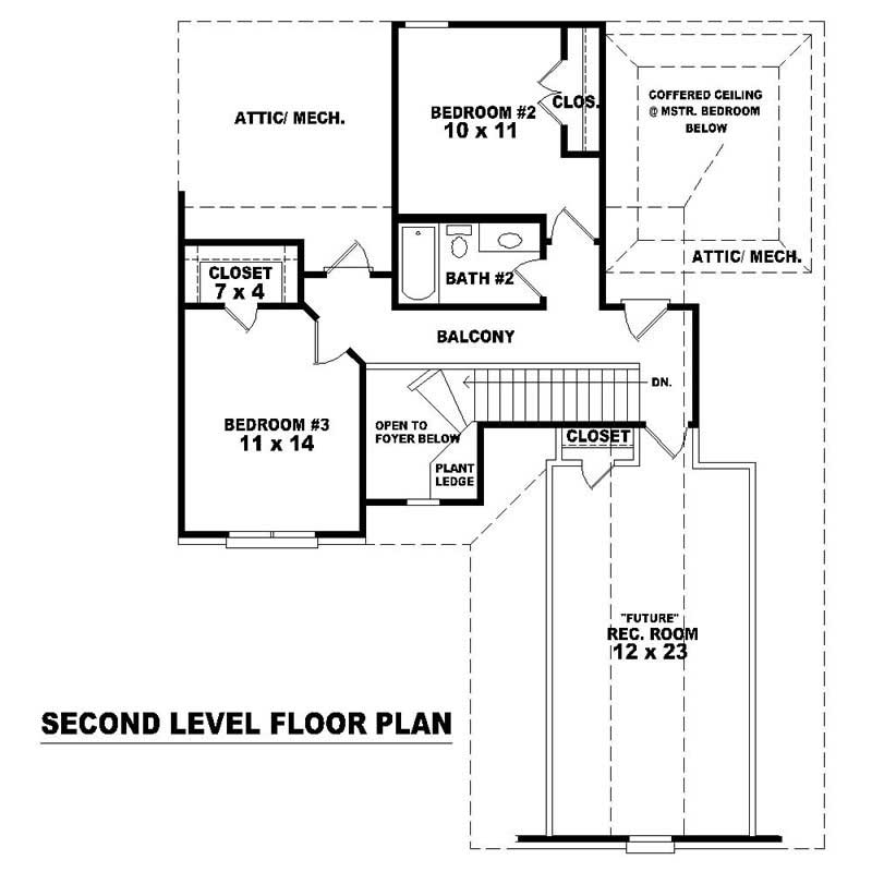 Floor Plan Second Story of French Plan #170-2340