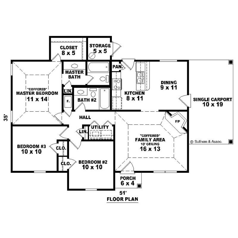 Floor Plan First Story of Small House Plans #170-2349