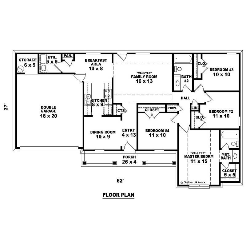 Floor Plan First Story of Small House Plans #170-2350