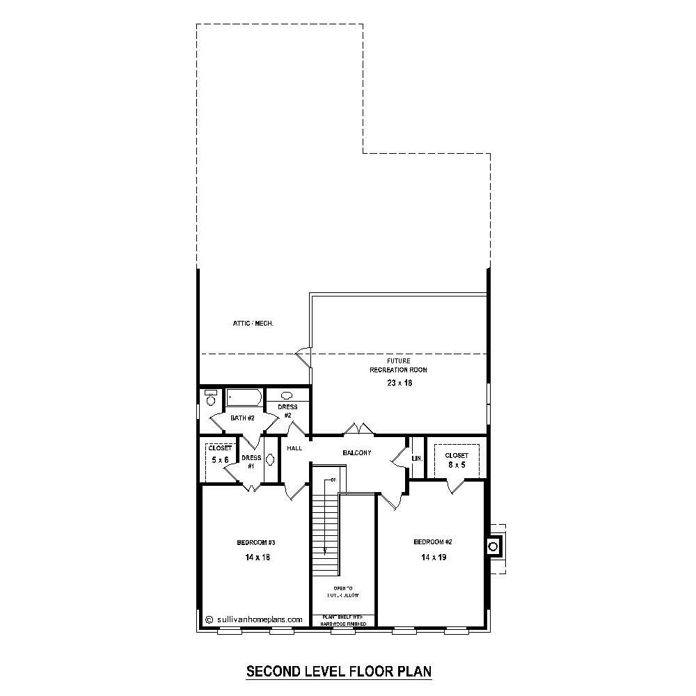 Floor Plan Second Story of French Plan #170-2352
