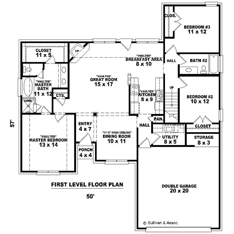 Floor Plan First Story of Ranch Plan #170-2376