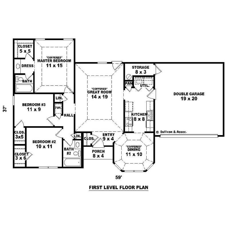 Floor Plan First Story of Small House Plans #170-2412