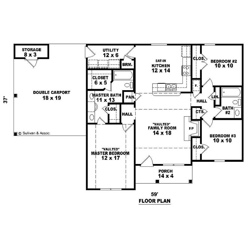 Floor Plan First Story of Small House Plans #170-2413