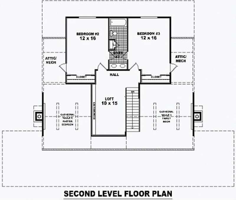 Floor Plan Second Story of Country Plan #170-2424