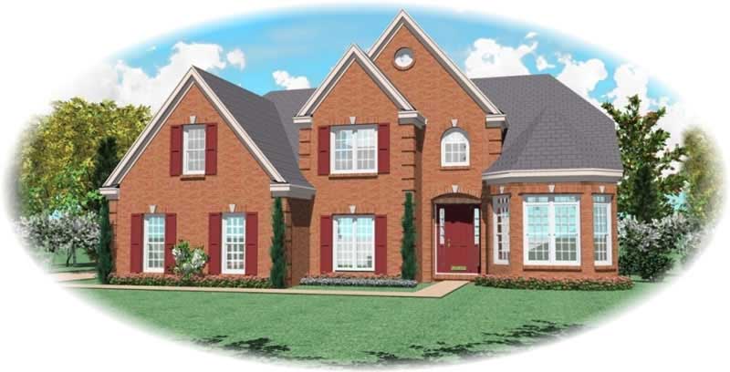 Front view of French home (ThePlanCollection: House Plan #170-2446)