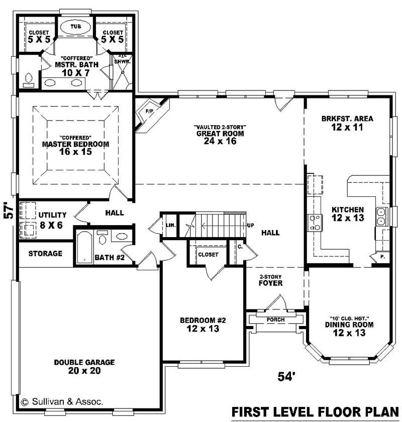 Floor Plan First Story of French Plan #170-2446