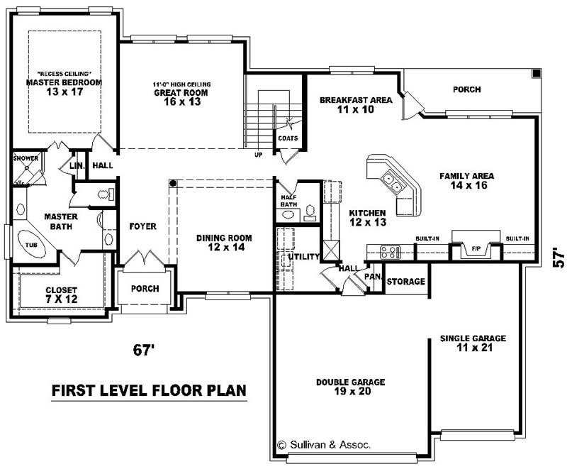 Floor Plan First Story of French Plan #170-2447