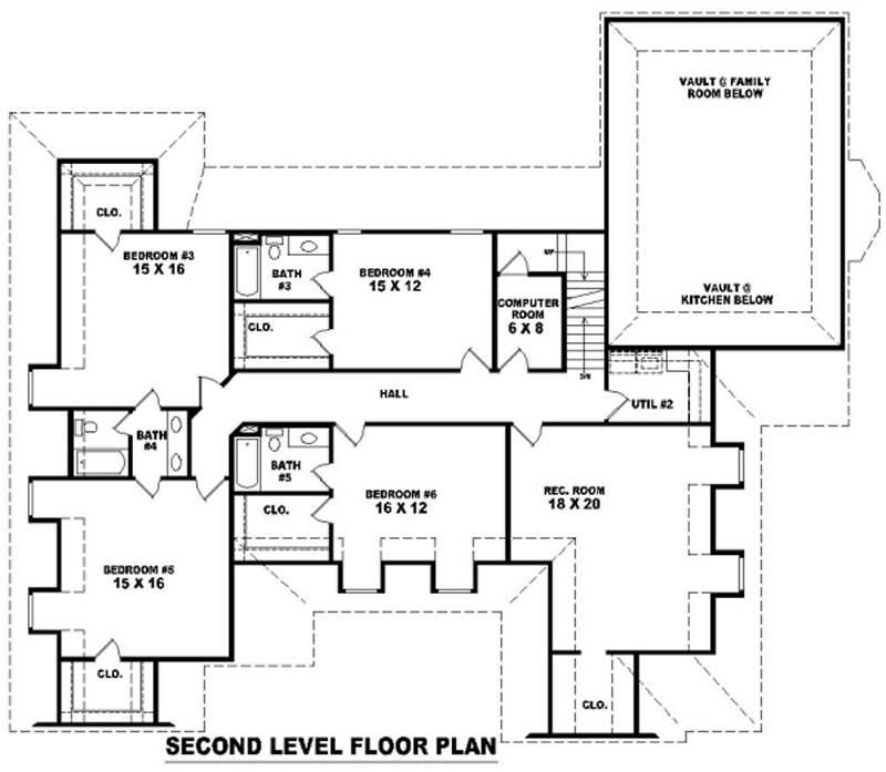 Floor Plan Second Story of French Plan #170-2451