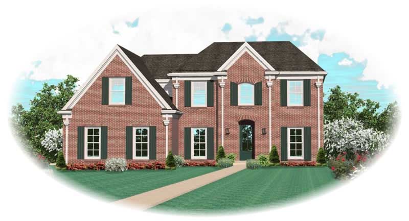 Front view of French home (ThePlanCollection: House Plan #170-2453)