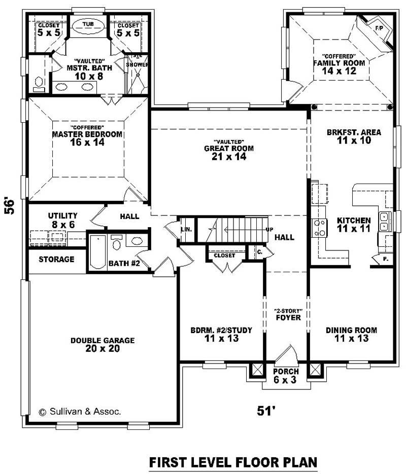 Floor Plan First Story of French Plan #170-2453