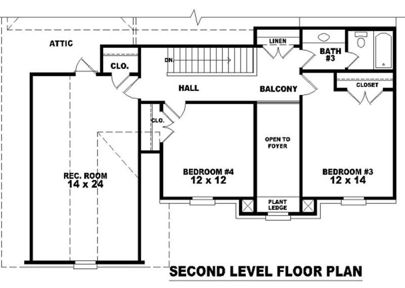 Floor Plan Second Story of French Plan #170-2453