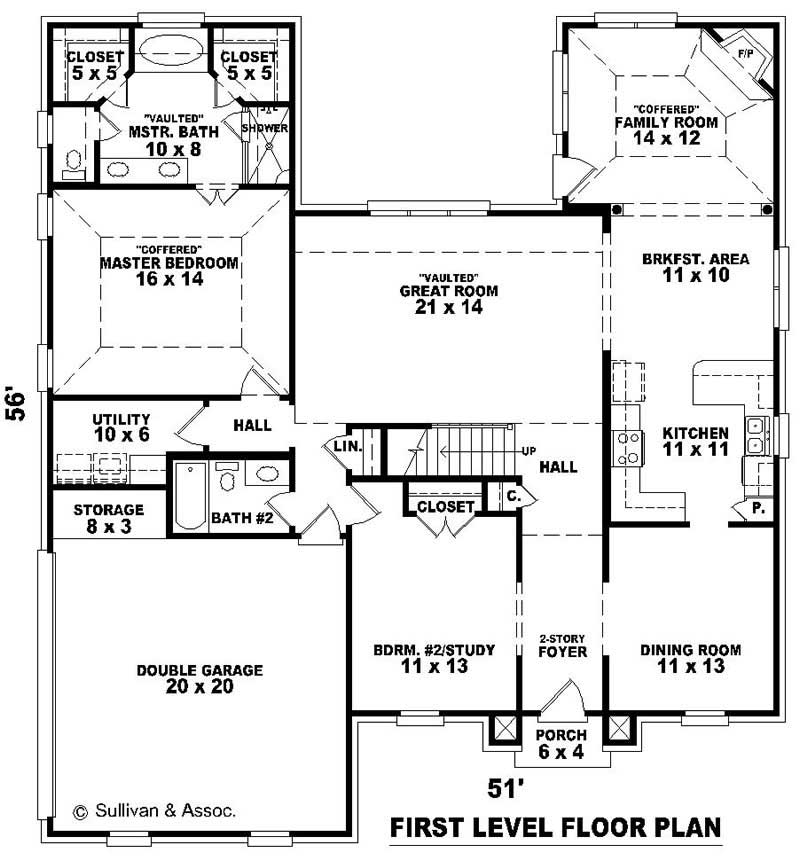Floor Plan First Story of Traditional Plan #170-2454