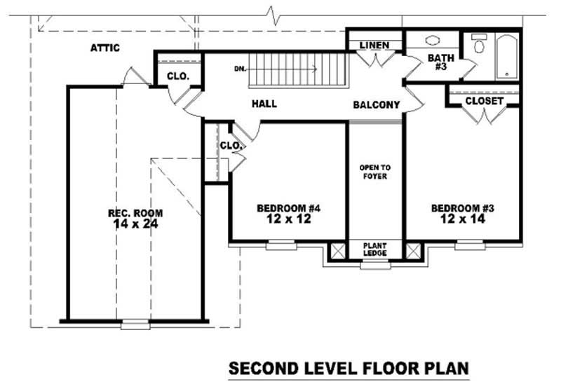 Floor Plan Second Story of Traditional Plan #170-2454