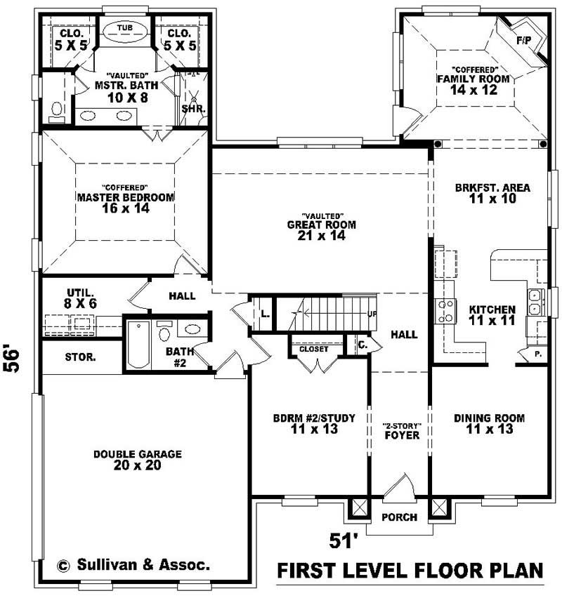 Floor Plan First Story of Traditional Plan #170-2455