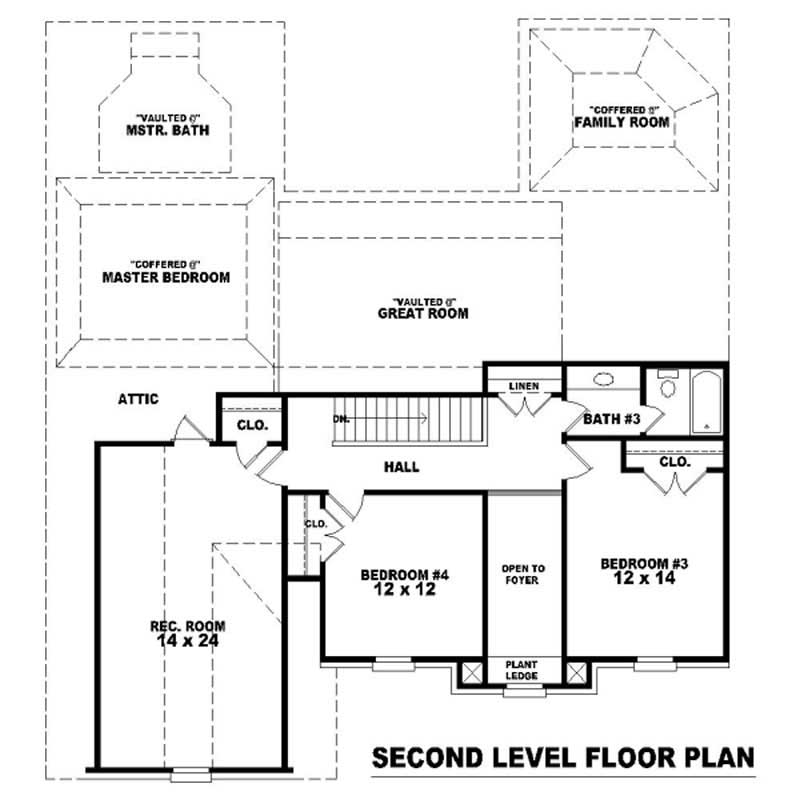 Floor Plan Second Story of Traditional Plan #170-2455